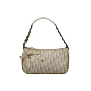 Christian Dior Trotter Romantic One Shoulder Hobo Bag Beige Tan Brown